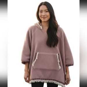 Natural Life Oversized Fleece Blanket Hoodie Sweatshirt Kangaroo Pocket Pink